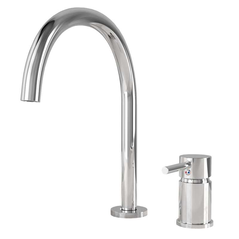 Grifo de lavabo cromado cuello cisne encastrado Serie Aragon Grifo de lavabo cromado cuello cisne encastrado Serie Aragon