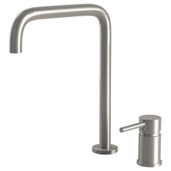 Grifo lavabo monomando alto pica acero cepillado giratorio