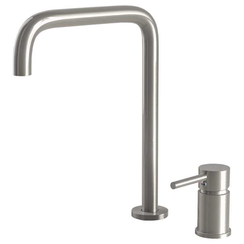 Grifo lavabo monomando alto pica acero cepillado giratorio
