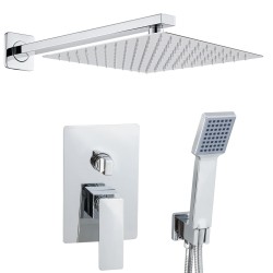 Ducha empotrada con caja pared con rociador extraplano serie Limia