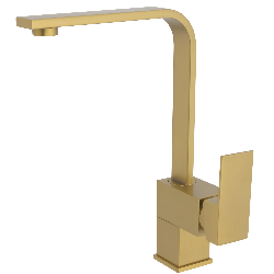 Grifo de cocina giratorio cuadrado monomando oro mate serie Lor
