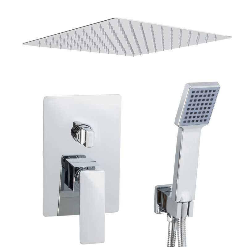 Ducha empotrada con caja ras con rociador extraplano serie Limia