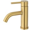 Grifo de lavabo dorado cepillado monomando caña redonda