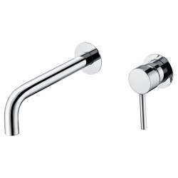 Grifo lavabo empotrado caño fino redondo fijo cromado de 21cm