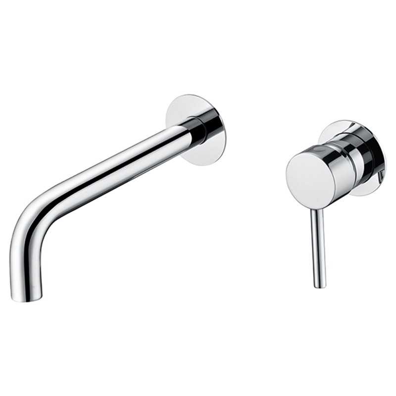 Grifo lavabo empotrado caño fino redondo fijo cromado de 21cm