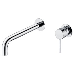 Grifo lavabo empotrado caño 26cm fino redondo fijo cromado