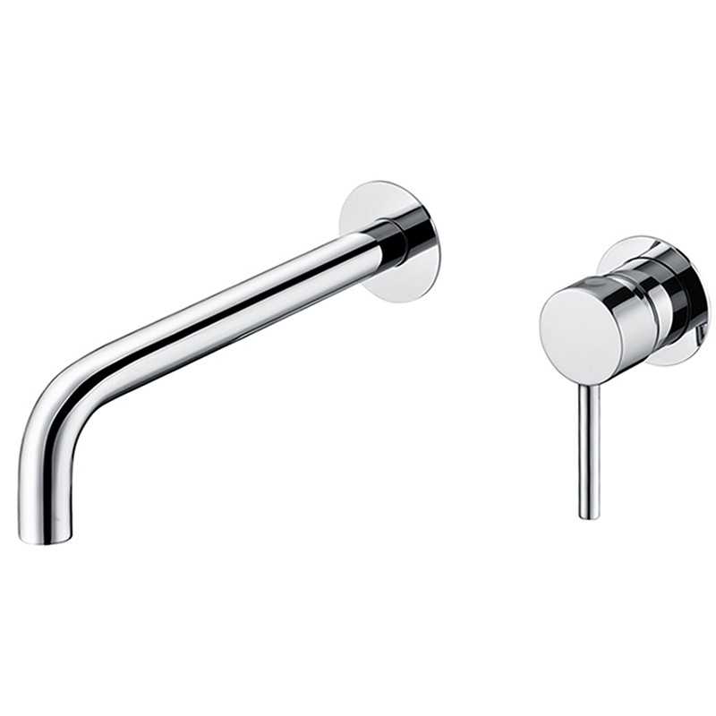 Grifo lavabo empotrado caño 26cm fino redondo fijo cromado