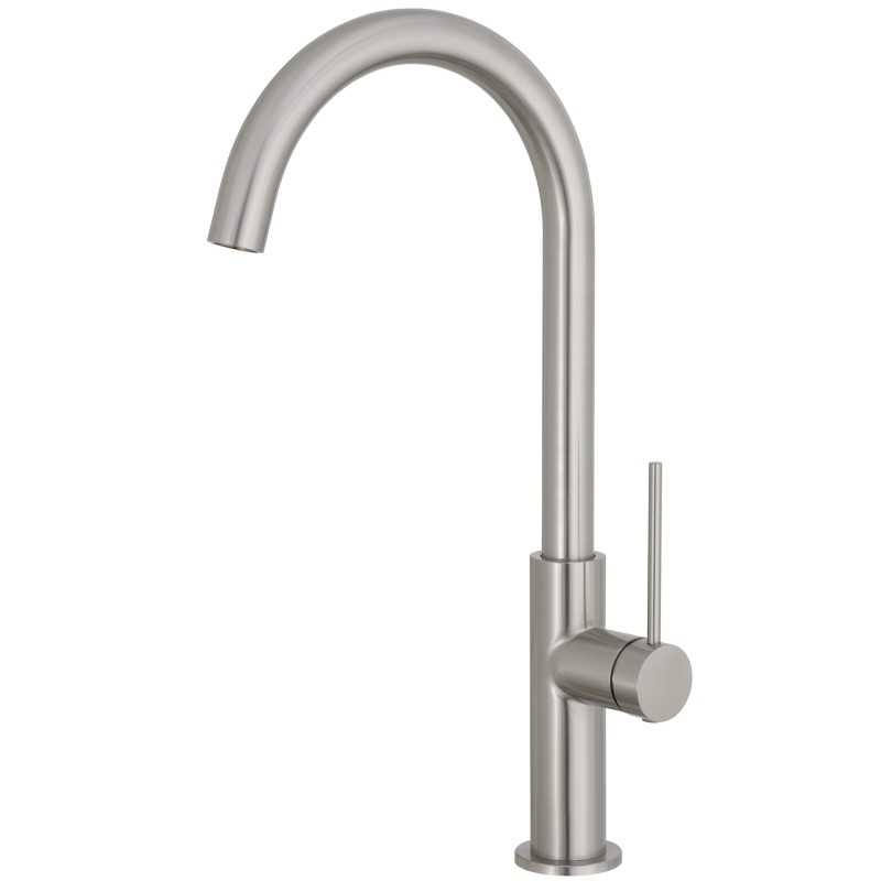 Grifo de cocina monomando alto acero cepillado serie Flumen