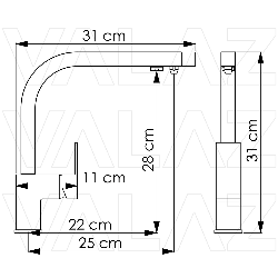 Grifo de cocina monomando 3 vías cuadrado con osmosis en negro serie Porcos