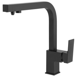 Grifo de cocina monomando 3 vías cuadrado con osmosis en negro serie Porcos