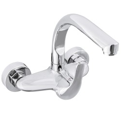 Grifo de cocina a pared redondo cromado serie Genil