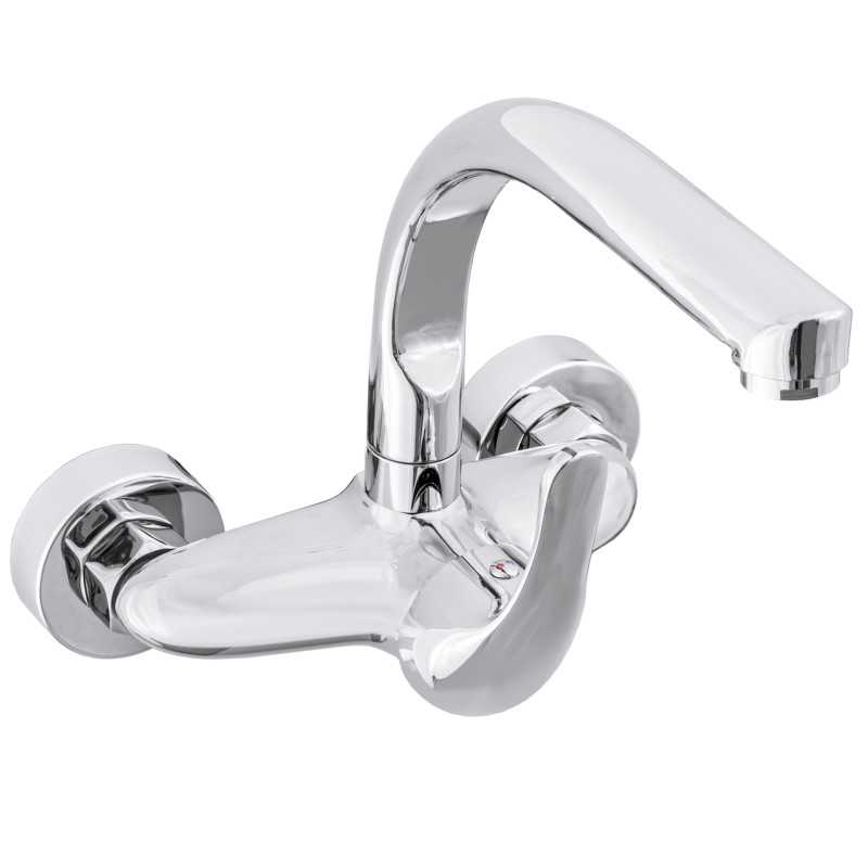 Grifo de cocina a pared redondo cromado serie Genil