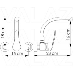 Grifo de cocina a pared redondo negro mate serie Genil