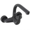 Grifo de cocina a pared redondo negro mate serie Genil