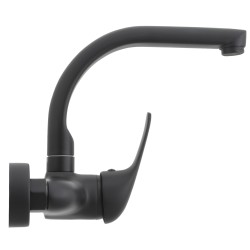 Grifo de cocina a pared redondo negro mate serie Genil