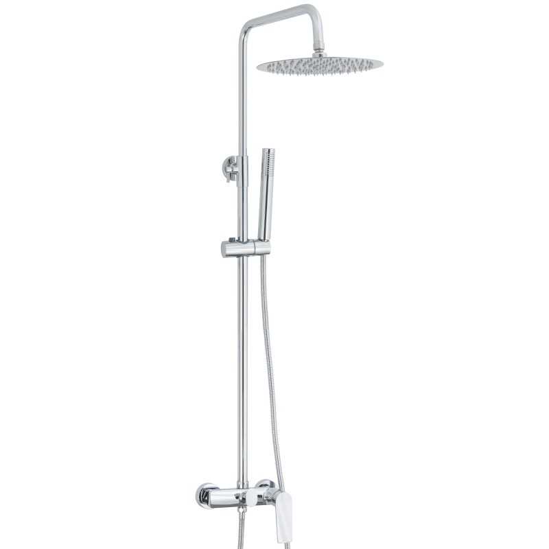 Barra de ducha monomando redonda cromado serie Valdivia