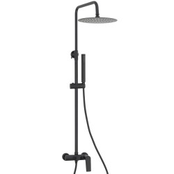 Barra de ducha monomando redonda negro mate serie Valdivia