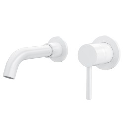 Grifo blanco cepillado mate empotrado caño corto 15cm monomando