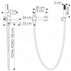 Grifo ducha/bañera oro mate monomando serie Ebro