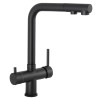 Grifo de cocina monomando 3 vías redondo con osmosis y extraíble en negro mate serie Vernisa
