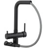 Grifo de cocina monomando 3 vías redondo con osmosis y extraíble en negro mate serie Vernisa