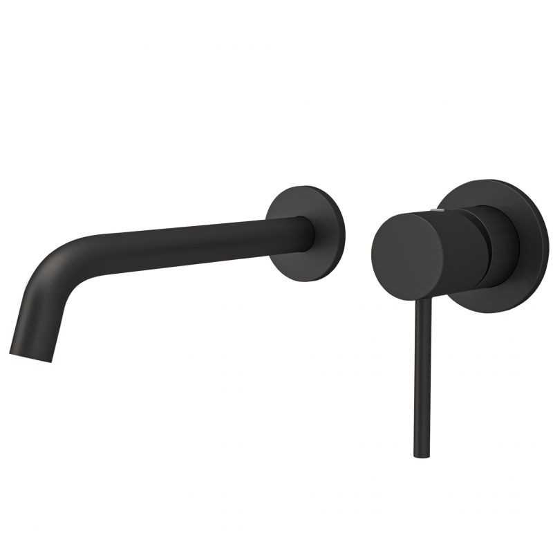 Grifo de lavabo empotrado negro mate redondo serie Cenia