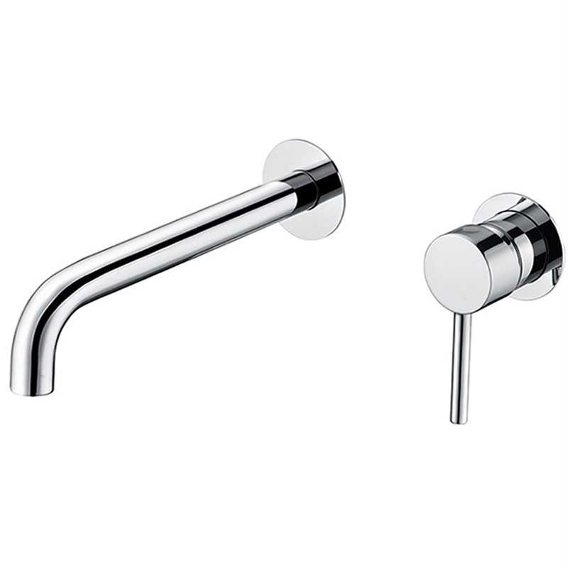 Grifo lavabo empotrado caño 26cm fino redondo fijo cromado
