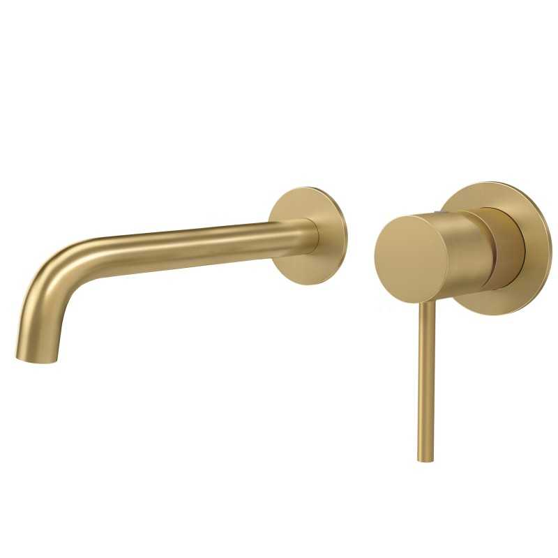 Grifo empotrado oro mate cepillado redondo monomando serie Cenia