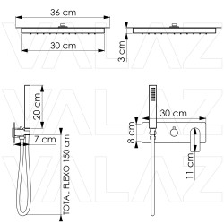 Ducha encastrada a ras de techo oro mate cepillado monomando