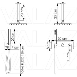 Ducha empotrada oro mate cepillado cuadrada monomando a techo