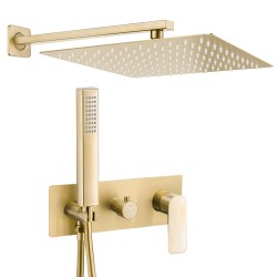 Ducha empotrada oro mate cepillado cuadrada monomando