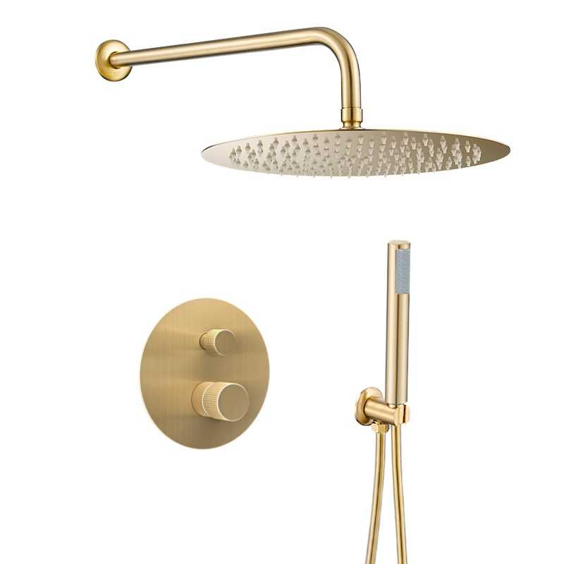 Ducha empotrada oro mate cepillado pared maneta monomando luxury Serie Besaya