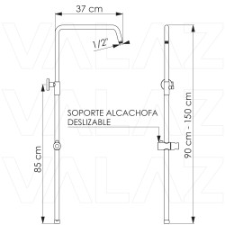Barra de ducha/bañera de 90 a 150 cm en cromado