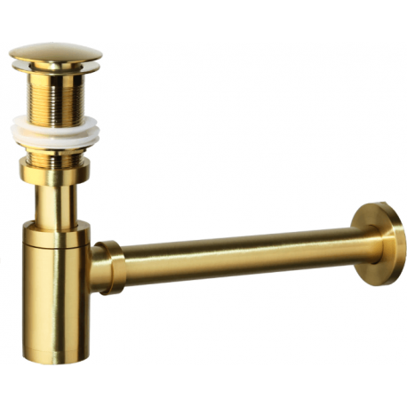 Comprar Sifón + válvula click clack de lavabo dorado cepillado tapón online